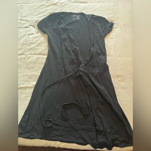 Pact Black Organic Cotton wrap dress